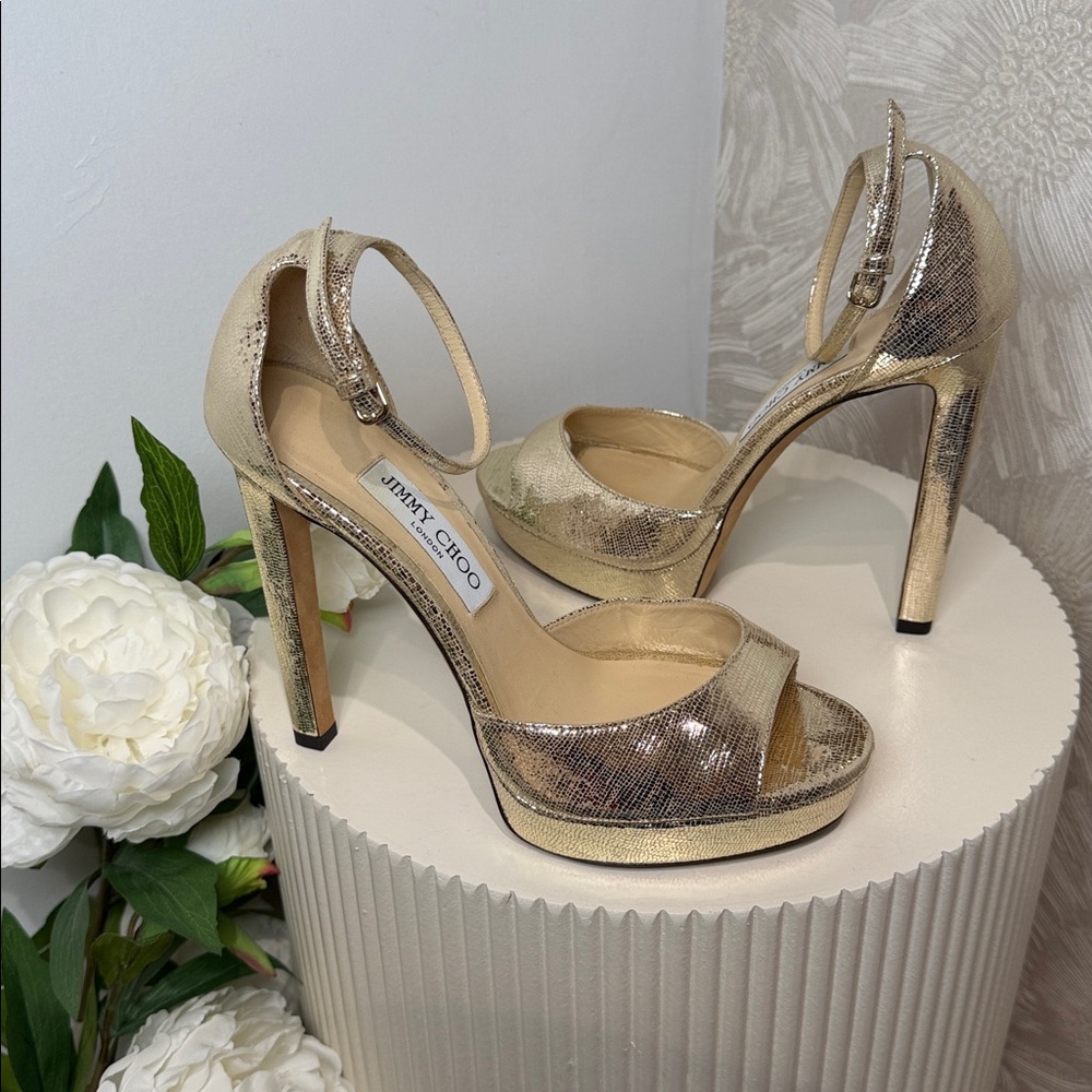 Jimmy Choo Metallic Gold Platform Heels